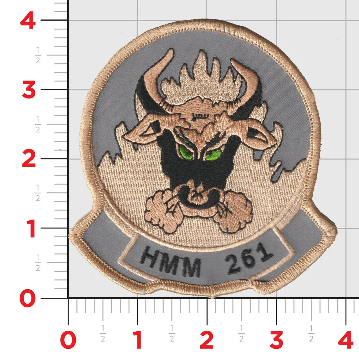Officially Licensed Hmm-261 Raging Bulls 80'S Tan/Blue (Green Eyes) Patch 1