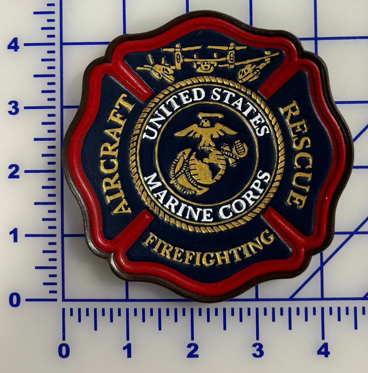 Officially Licensed Usmc Aircraft Rescue And Firefighting Leather Patch 1