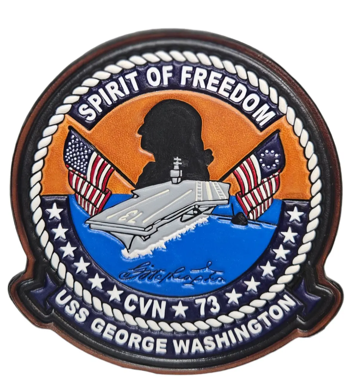 Officially Licensed Uss George Washington Cvn-73 Leather Patch 1