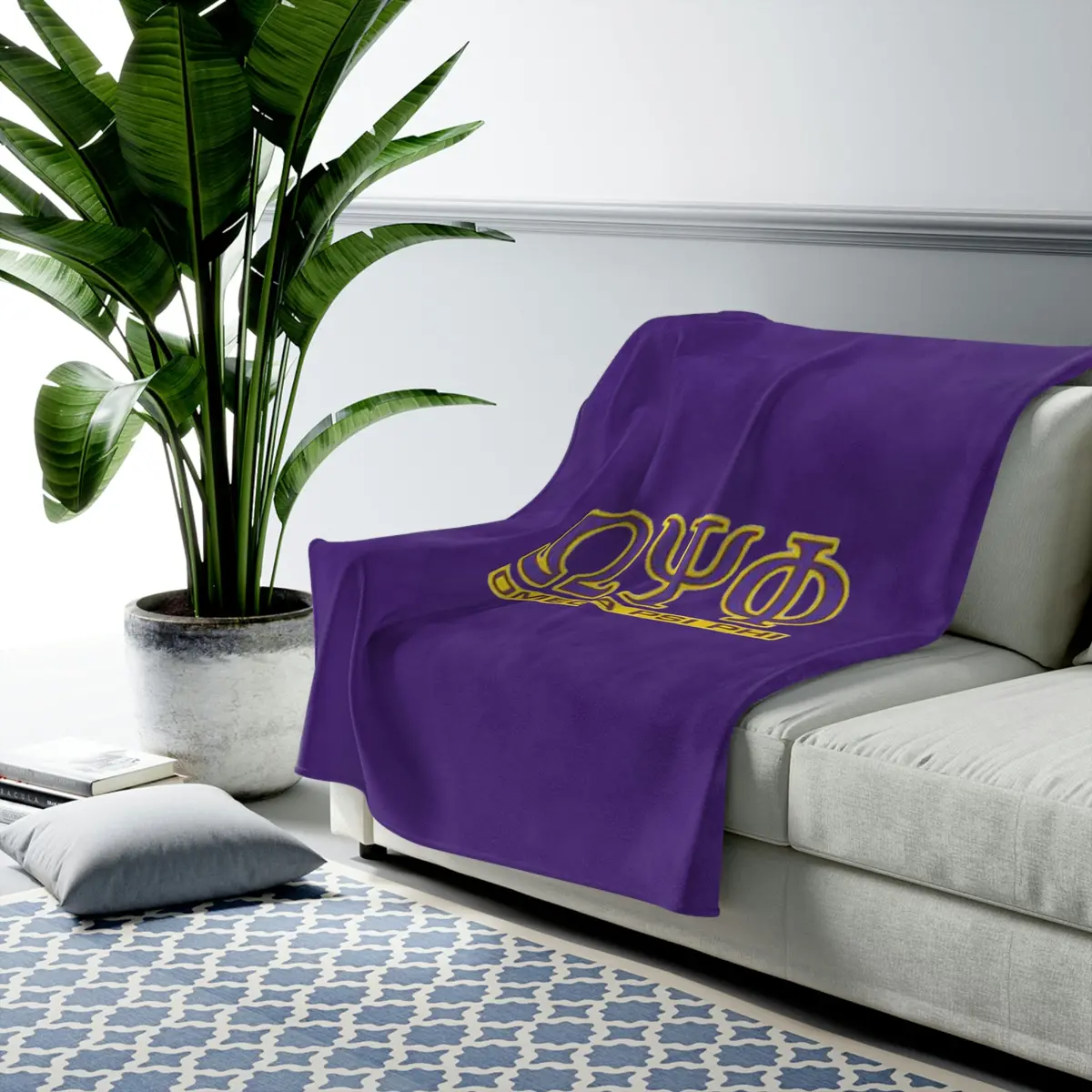 Omega Psi Phi Velveteen Plush Blanket 1