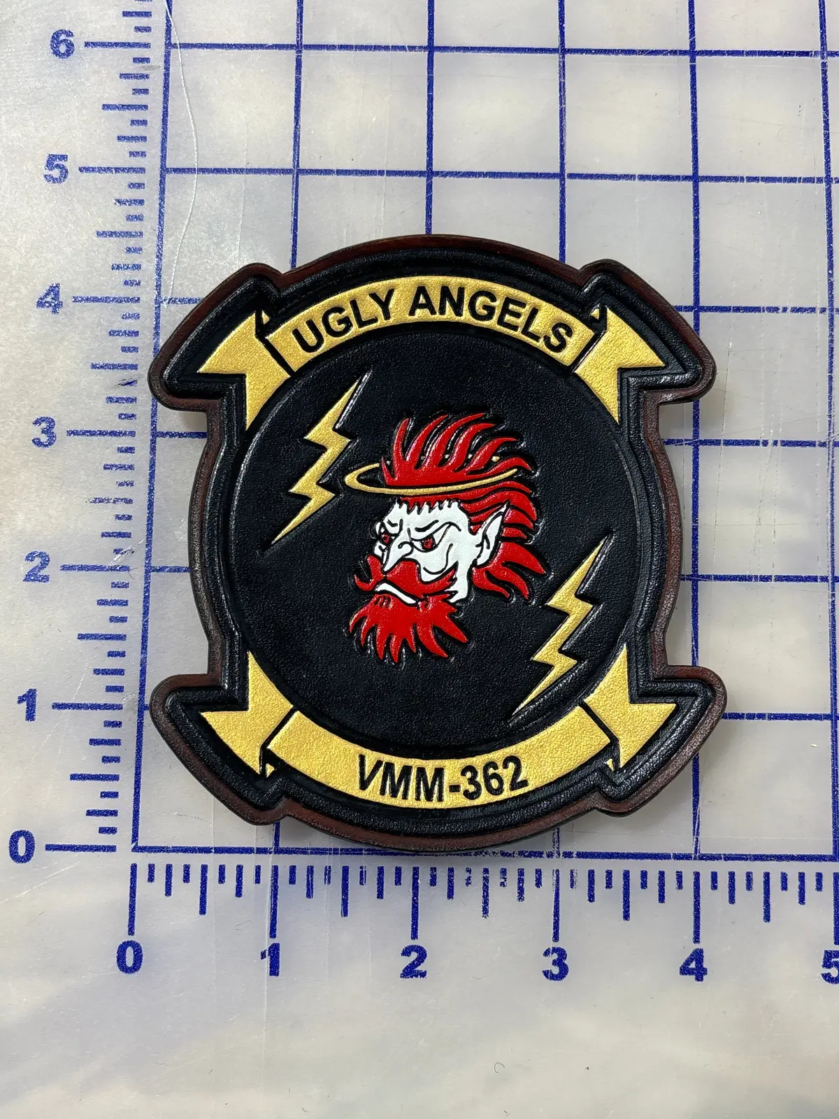Officially Licensed Usmc Vmm-362 Ugly Angels Leather Patches 1