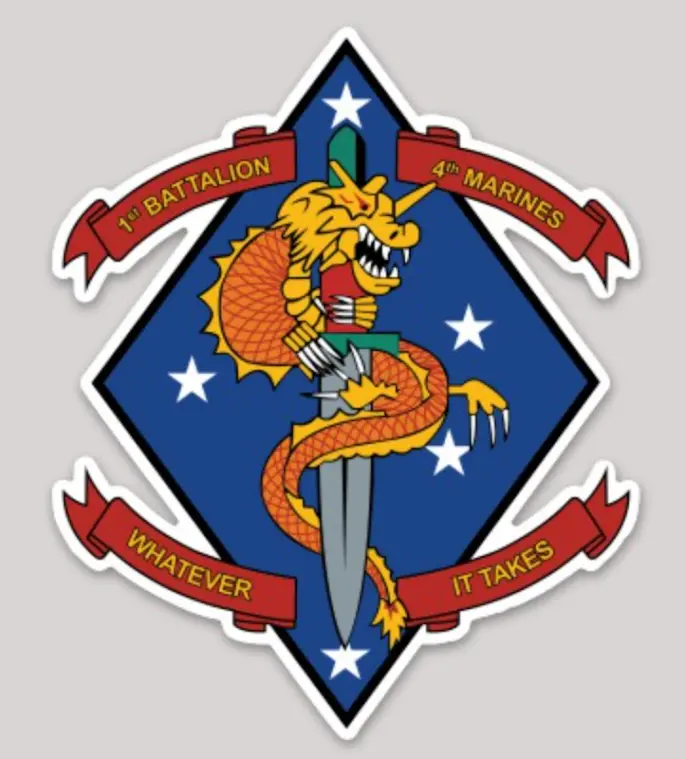 Officially Licensed Usmc 1St Battalion 4Th Marines Sticker 1