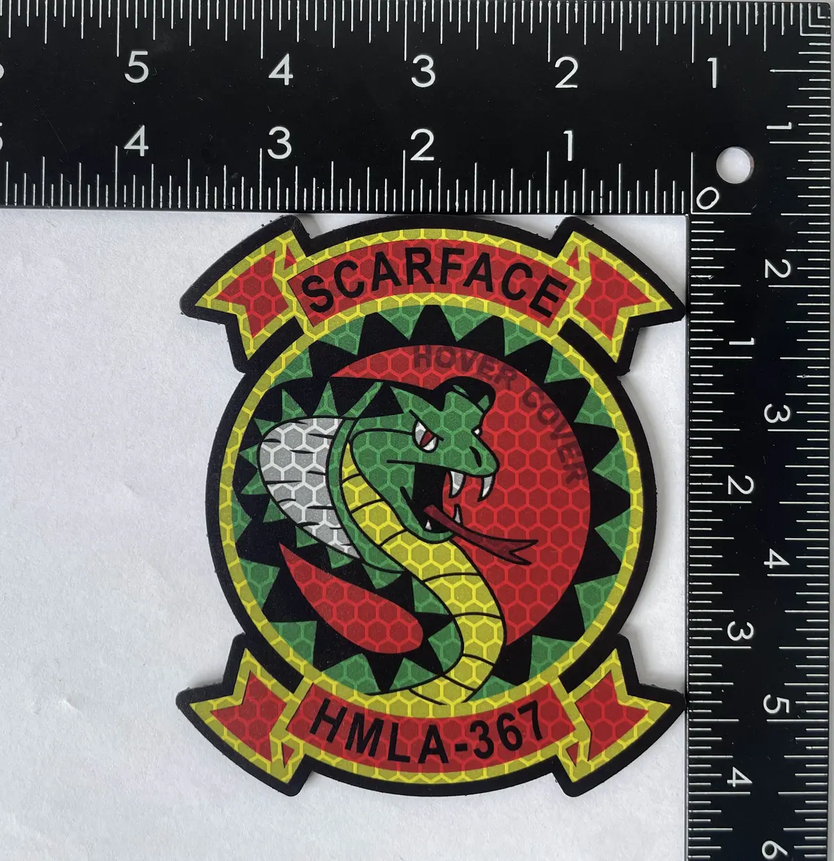 Officially Licensed Usmc Hmla-367 Scarface Ir Reflective Hover Cover Patch 1