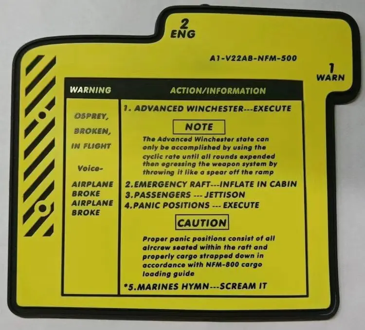 Mv-22 Osprey Emergency Procedure Pvc Shoulder Patch 1