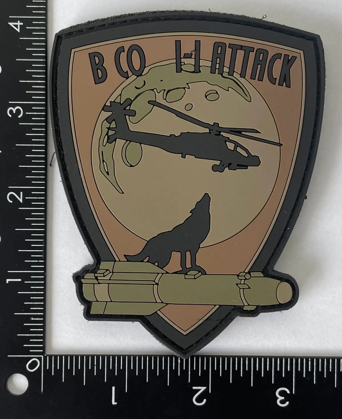 Official Us Army Bravo Company 1-1 Wolfpack Attack Pvc Patch 1