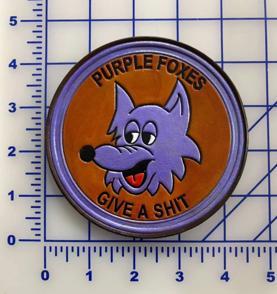 Officially Licensed Usmc Hmm/Vmm-364 Purple Foxes Leather Patch 2