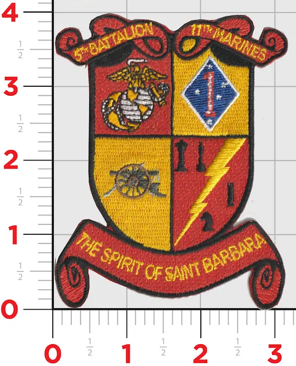 Officially Licensed Usmc 5Th Bn 11Th Marines Spirit Of St Barbara Patch 1
