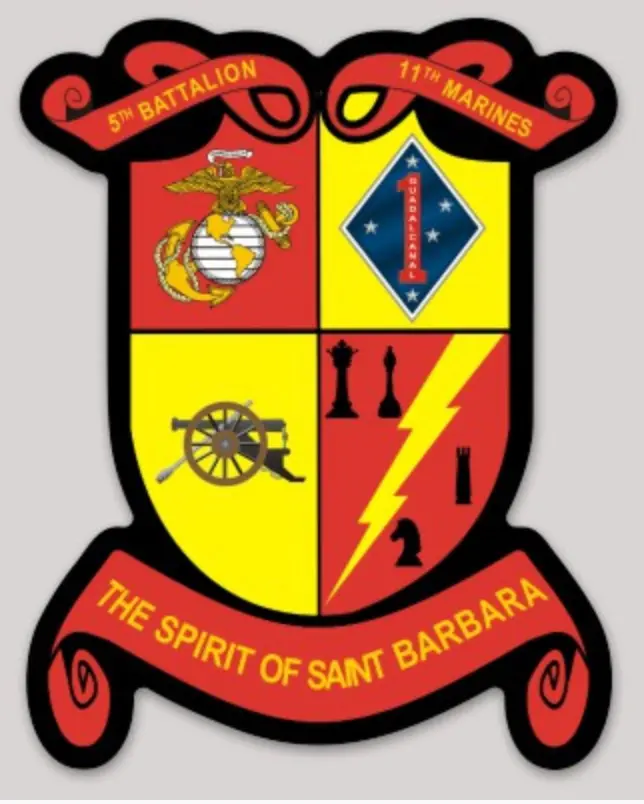 Officially Licensed Usmc 5Th Battalion 11Th Marines The Spirit Of Saint Barbara Sticker 1
