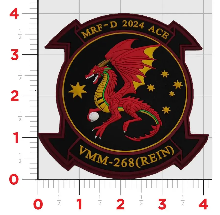 Official Vmm-268 Red Dragons Mrf-D 2024 Pvc Patch 1