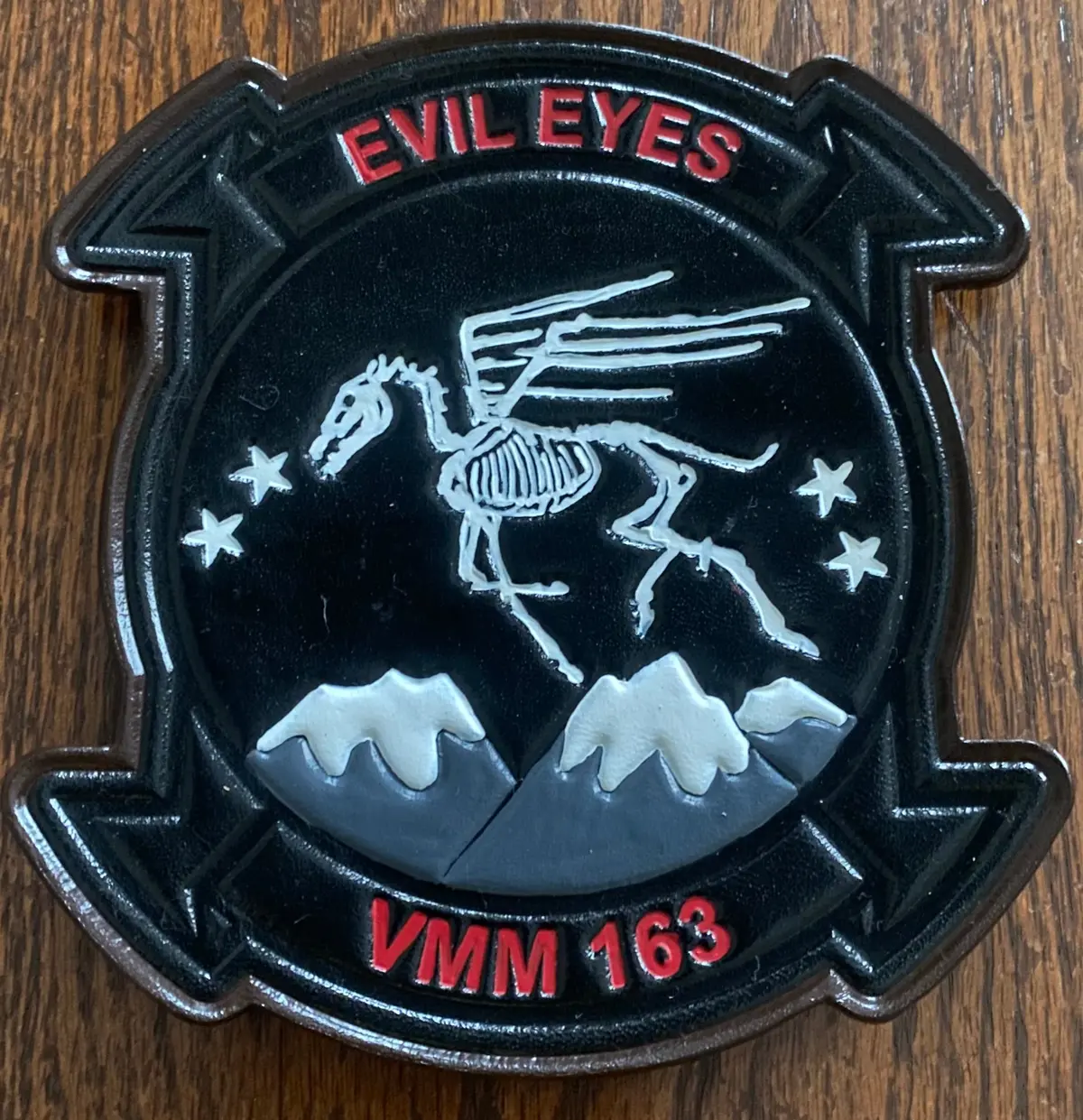 Official Vmm-163 Evil Eyes Skeleton Ridge Runner Horse Leather Patches 1