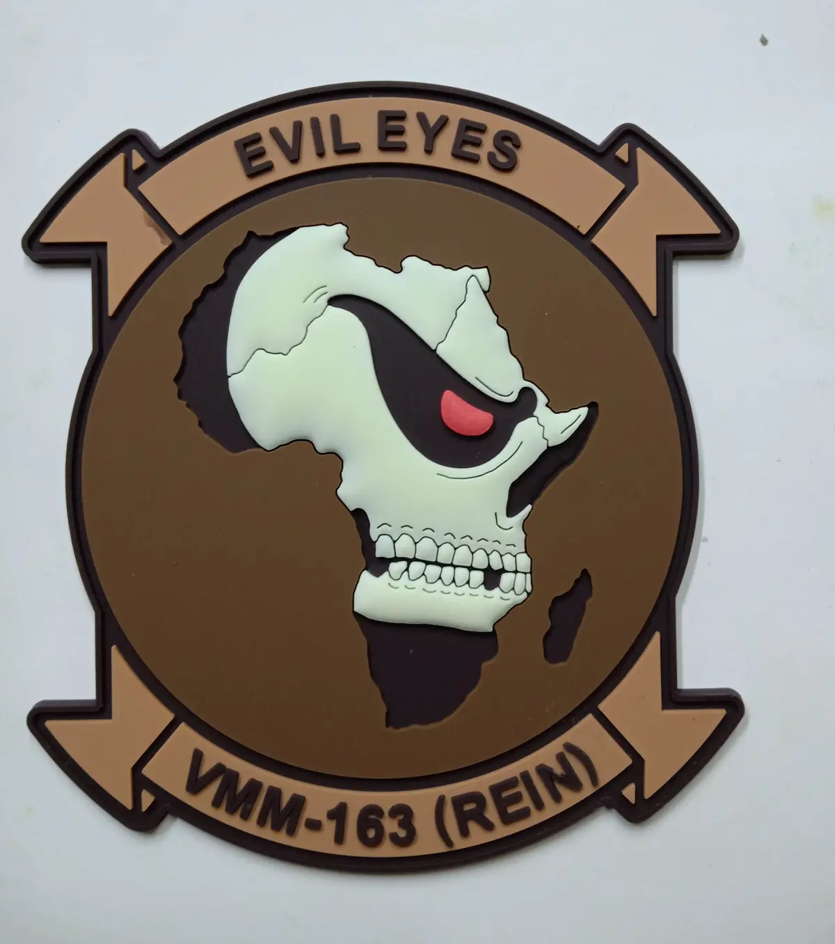 Officially Licensed Usmc Vmm-163 (Rein) Evil Eyes Africa Pvc Patches 1
