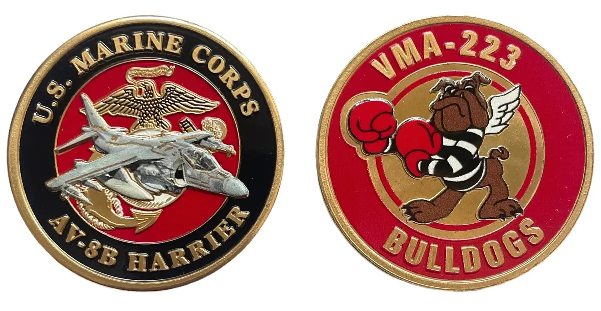 Officially Licensed Usmc Vma-223 Bulldogs Av-8 Harrier Coin 1