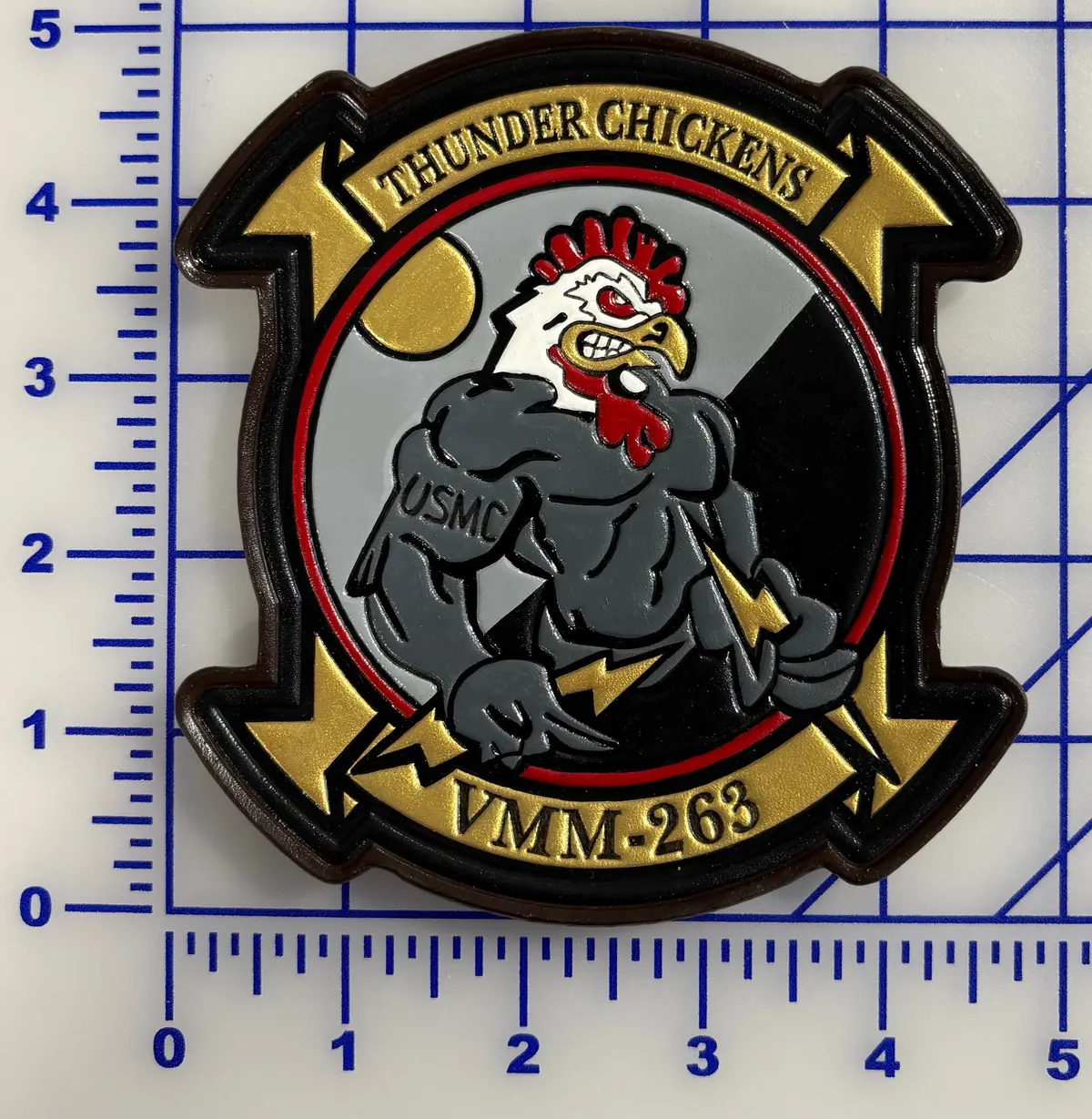 Official Vmm-263 Buff Thunderchicken Leather Patch 1