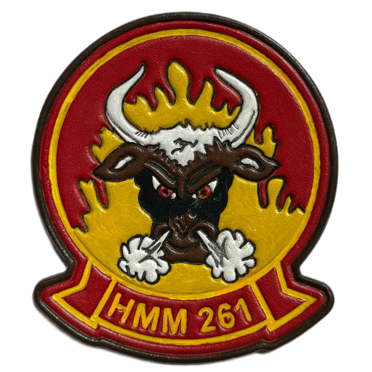 Officially Licensed Usmc Hmm-261 Raging Bulls Leather Patches 2