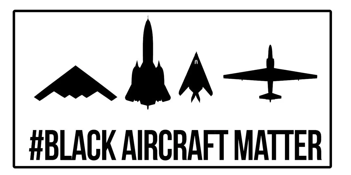 #Black Aircraft Matter Sticker 1