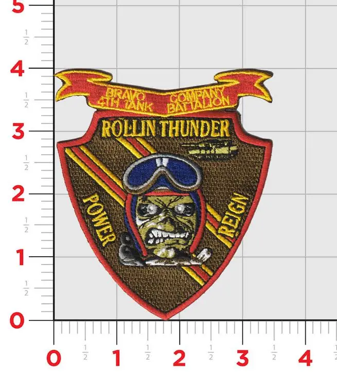 Officially Licensed Usmc Bravo Co 4Th Tank Bn Rollin' Thunder Patch 1