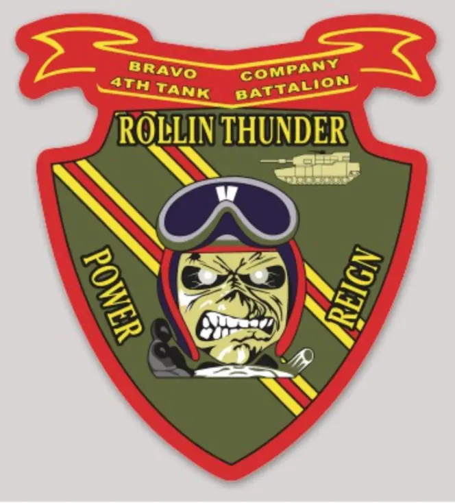 Officially Licensed Usmc Bravo Co. 4Th Tank Rollin' Thunder Sticker 1