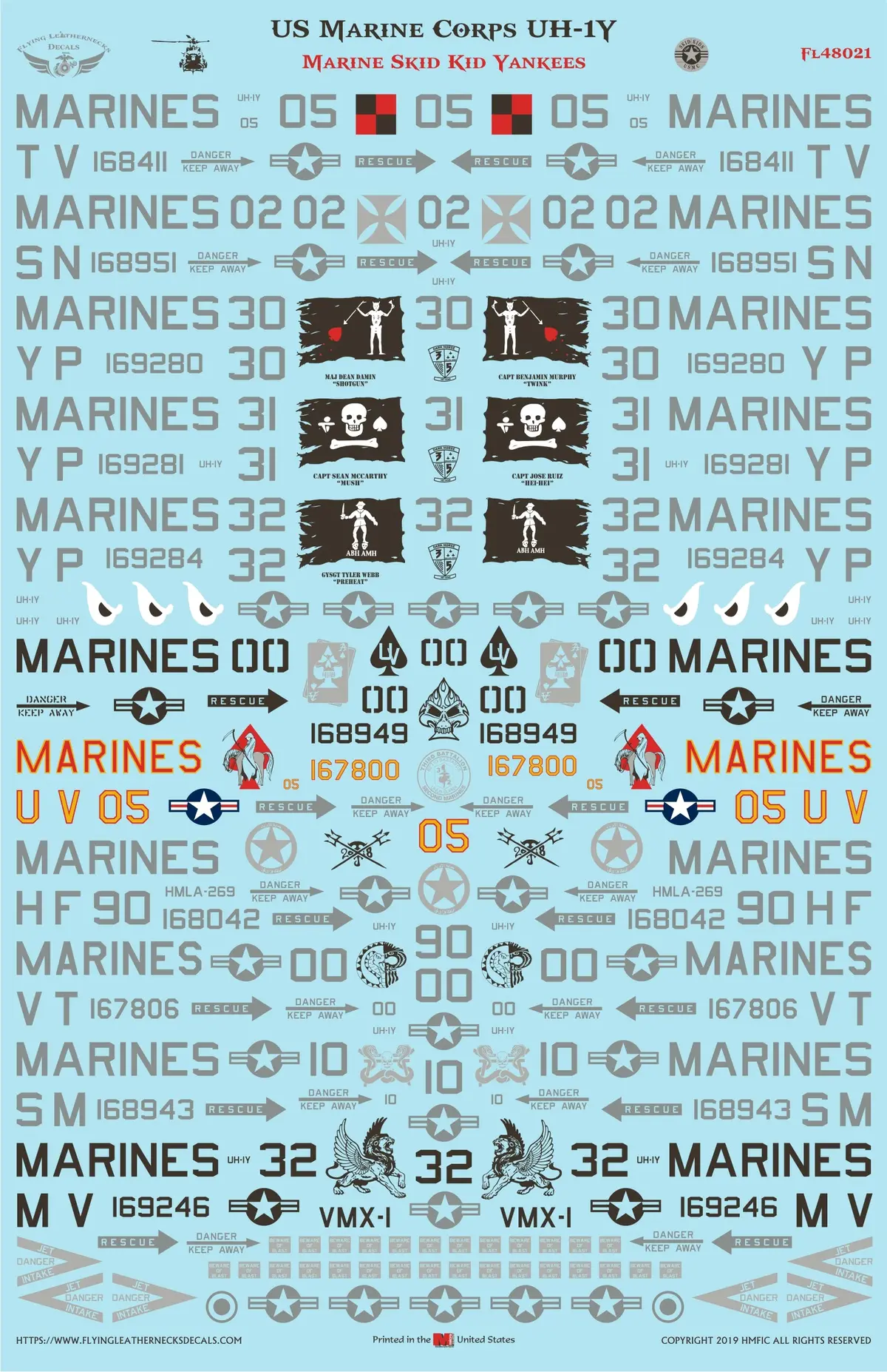 1/48 Scale Uh-1Y Marine Skid Kid Yankees 1