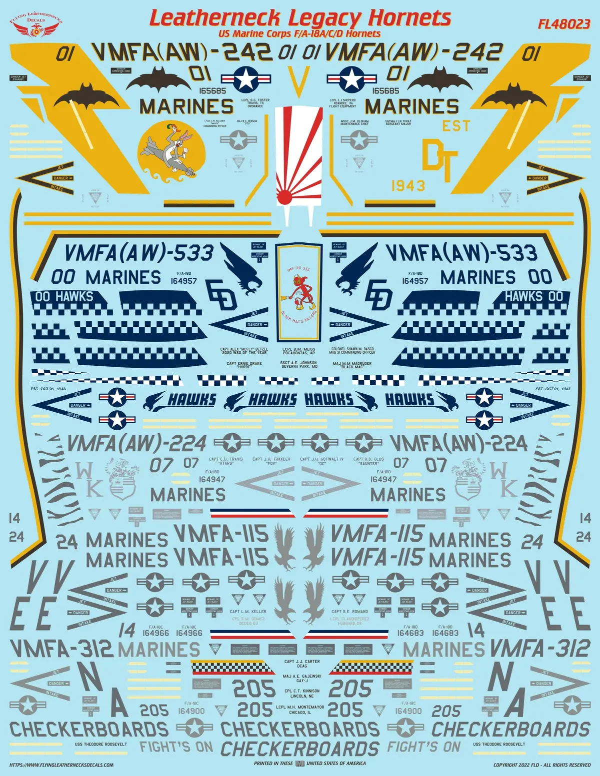 Leatherneck Legacy Hornets Large Aircraft Decal Sheet 1