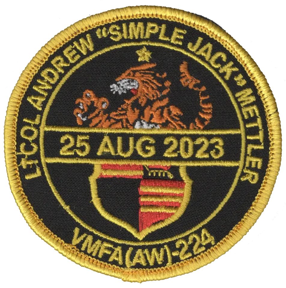 Official Vmfa(Aw)-224 Bengals Ltcol Mettler Memorial Patch & Sticker 1