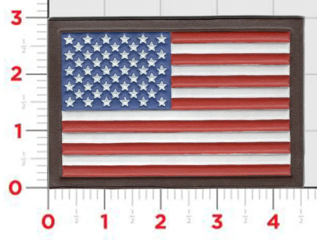 Hand Painted Leather American Flag Patch 1