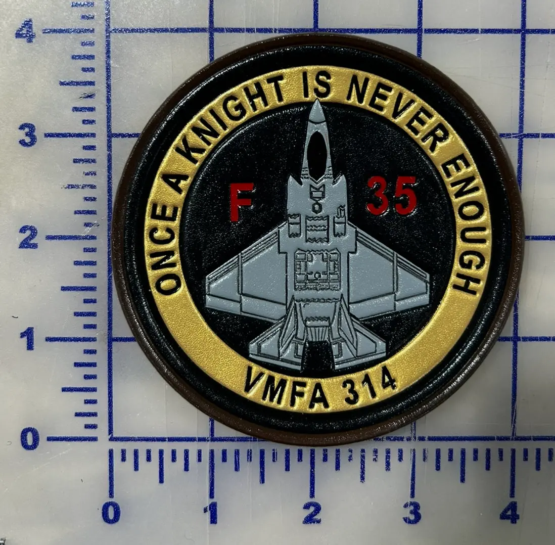 Official Vmfa-314 Black Knights Leather Shoulder Patches 1