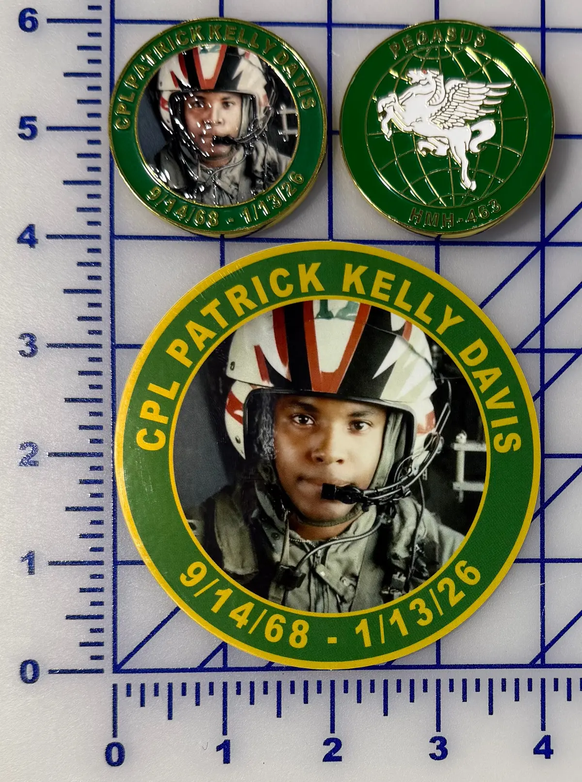 Cpl Patrick Kelly Davis Memorial Patch, Sticker And Coin 1
