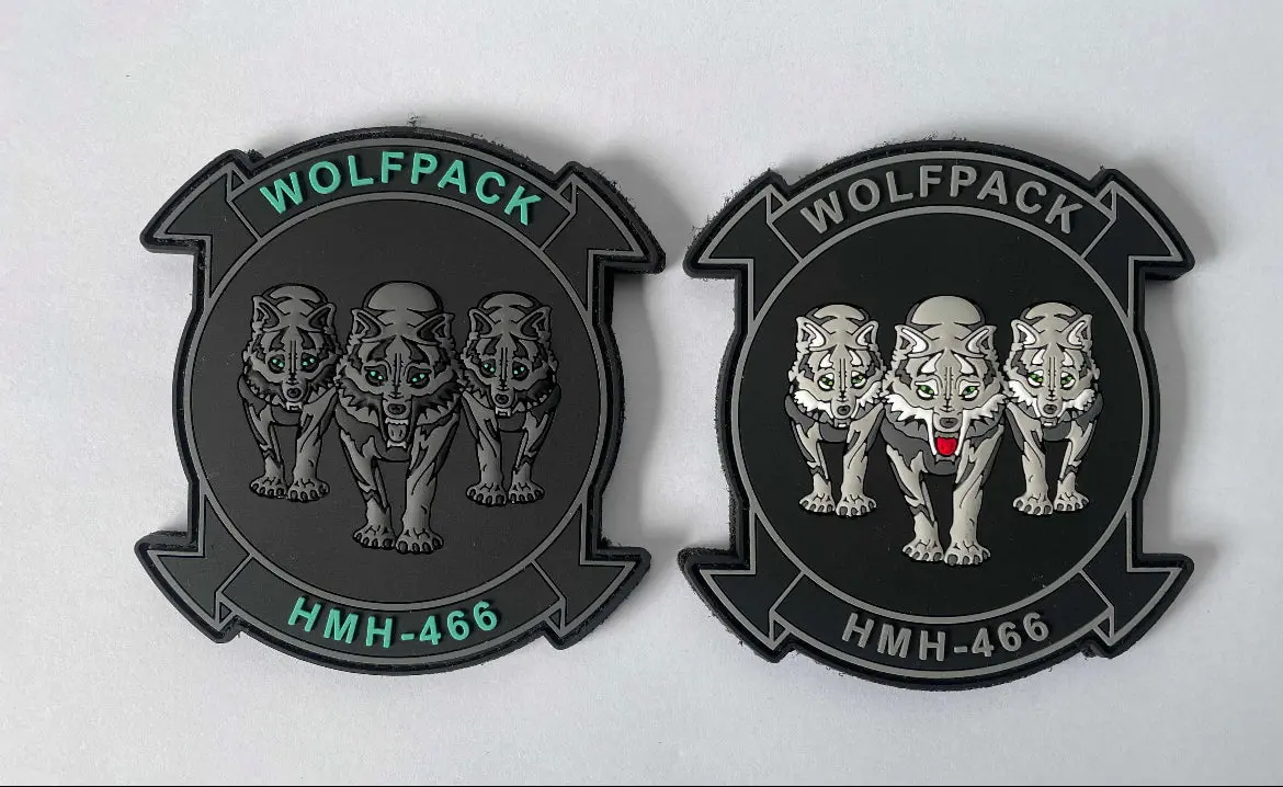 Officially Licensed Usmc Hmh-466 Wolfpack Pvc Squadron Patch 1