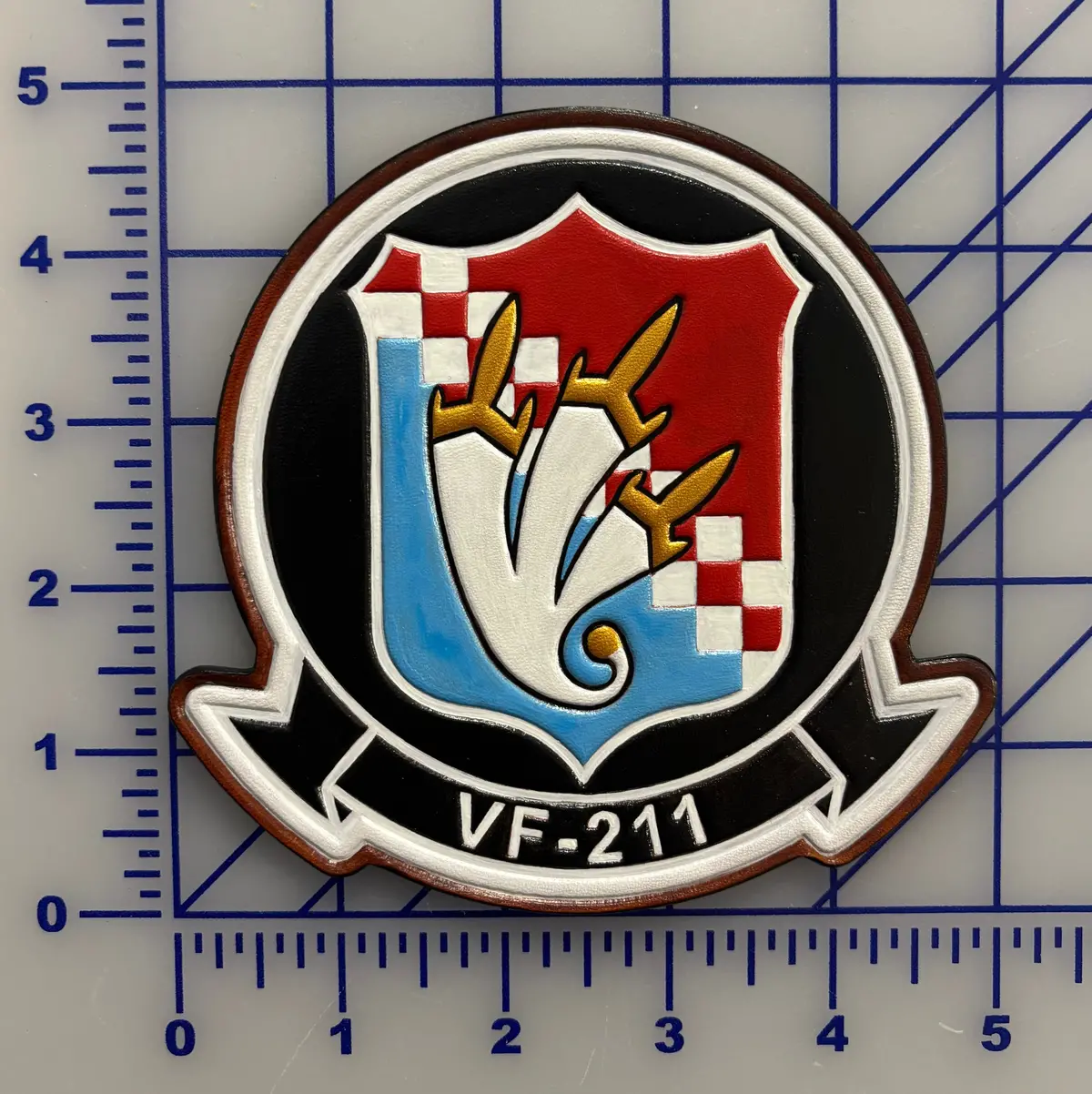 Officially Licensed Us Navy Vf-211 Fighting Checkmates Leather Patches 1