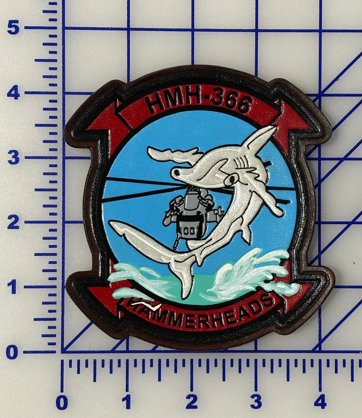 Officially Licensed Hmh-366 Hammerheads Hand Painted Leather Patch 1