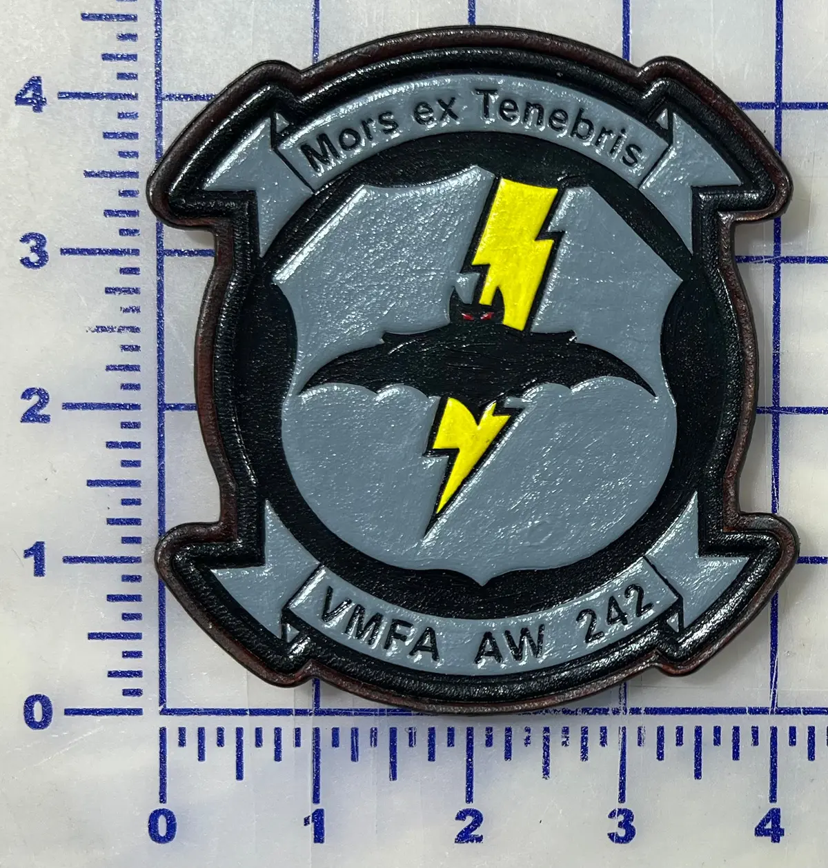 Officially Licensed Usmc Vmfa(Aw)-242 Bats Leather Patches 1