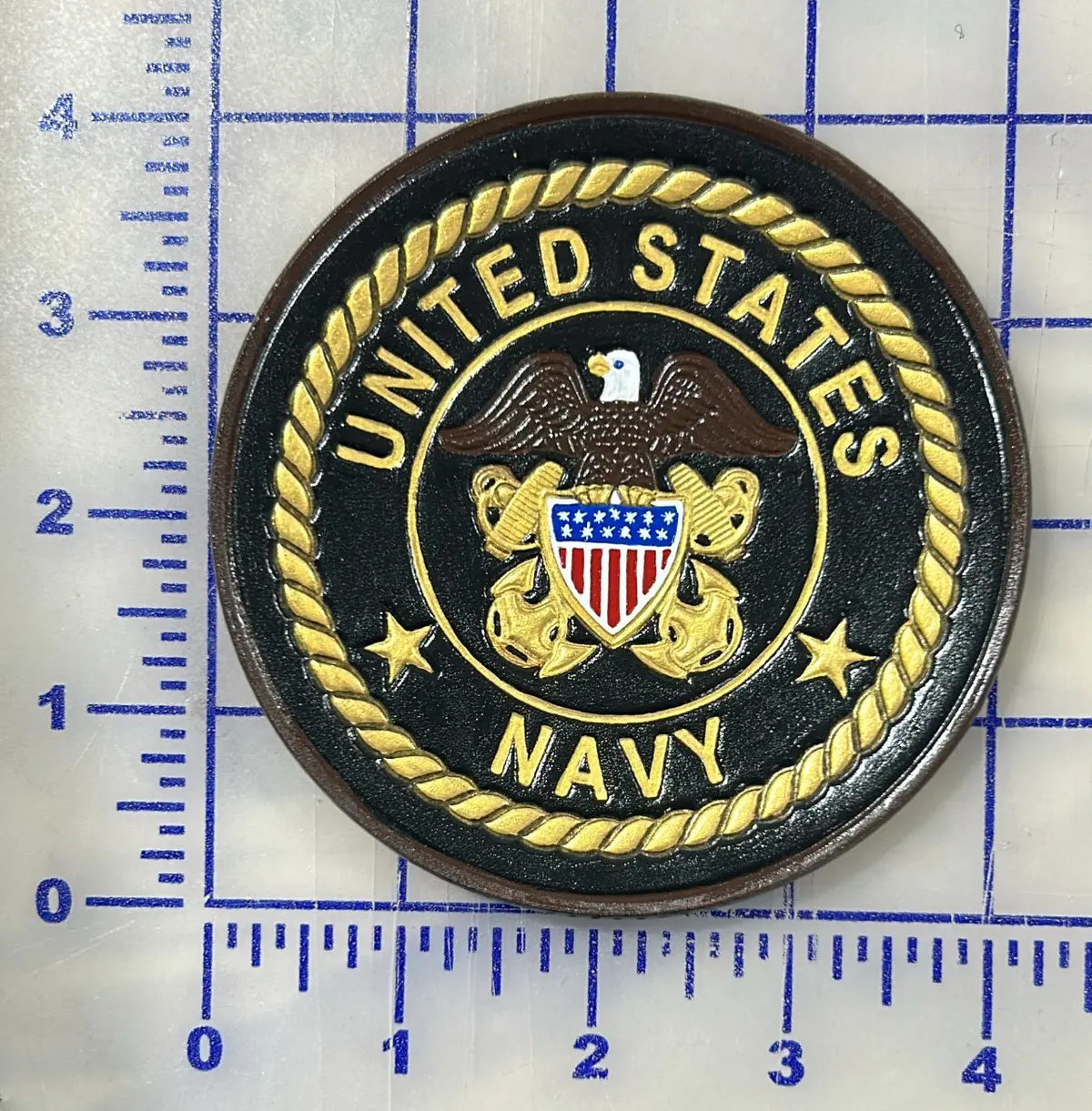Officially Licensed Us Navy Officer Crest Leather Patches (Navy) 1