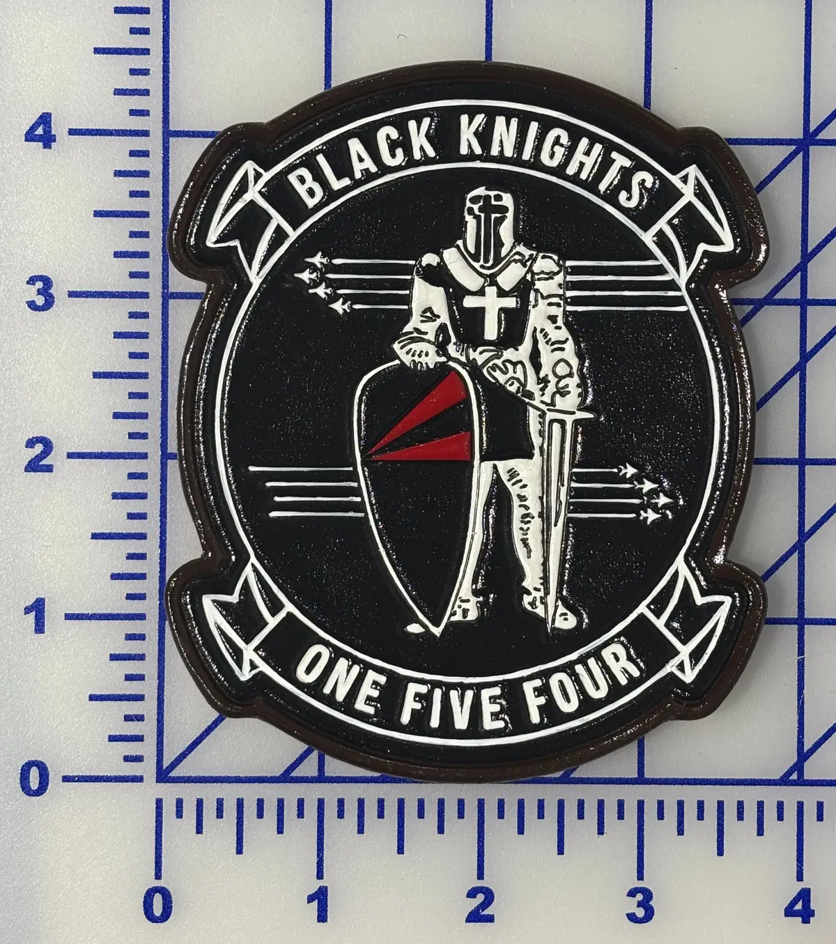 Officially Licensed Us Navy Vf-154 Black Knights Hand Painted Leather Patch 1