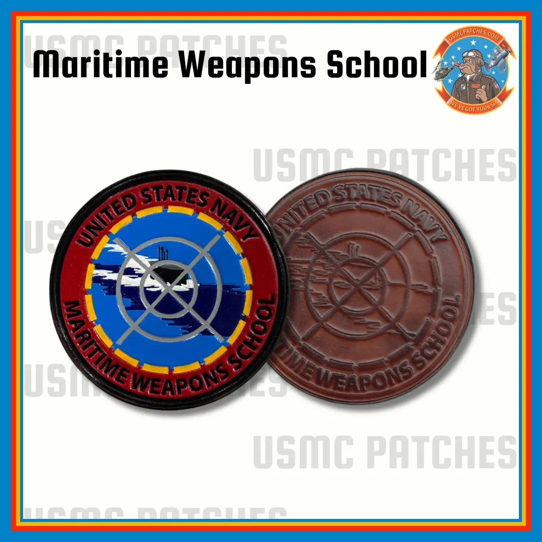 Officially Licensed Us Navy Maritime Weapons School Leather Patch 1