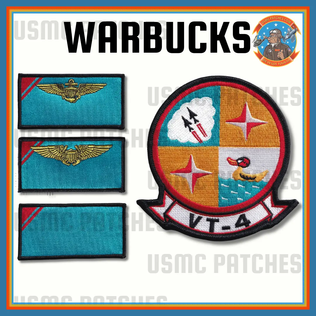 Officially Licensed Vt-4 Warbucks Squadron Patch And Name Tags 1