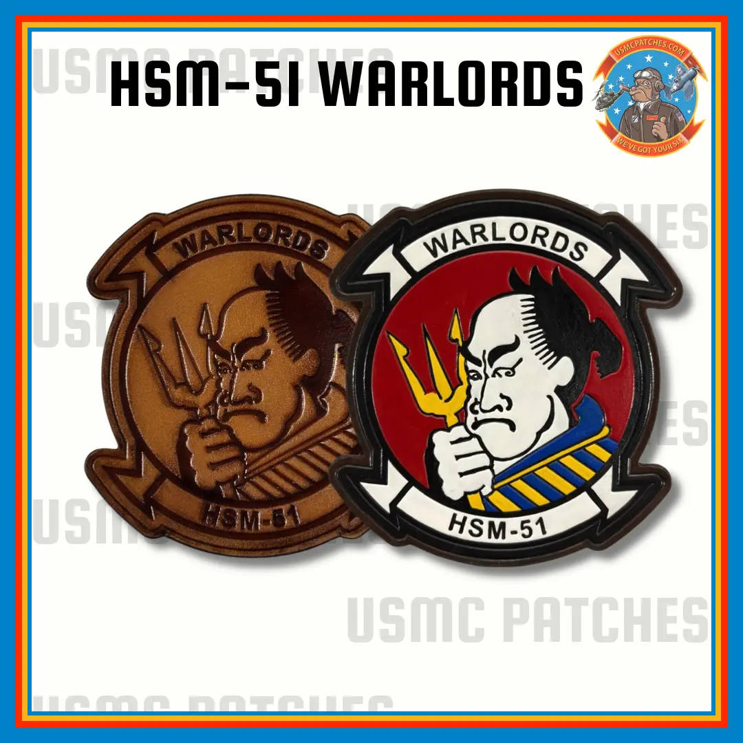 Officially Licensed Us Navy Hsm-51 Warlords Leather Patches 1
