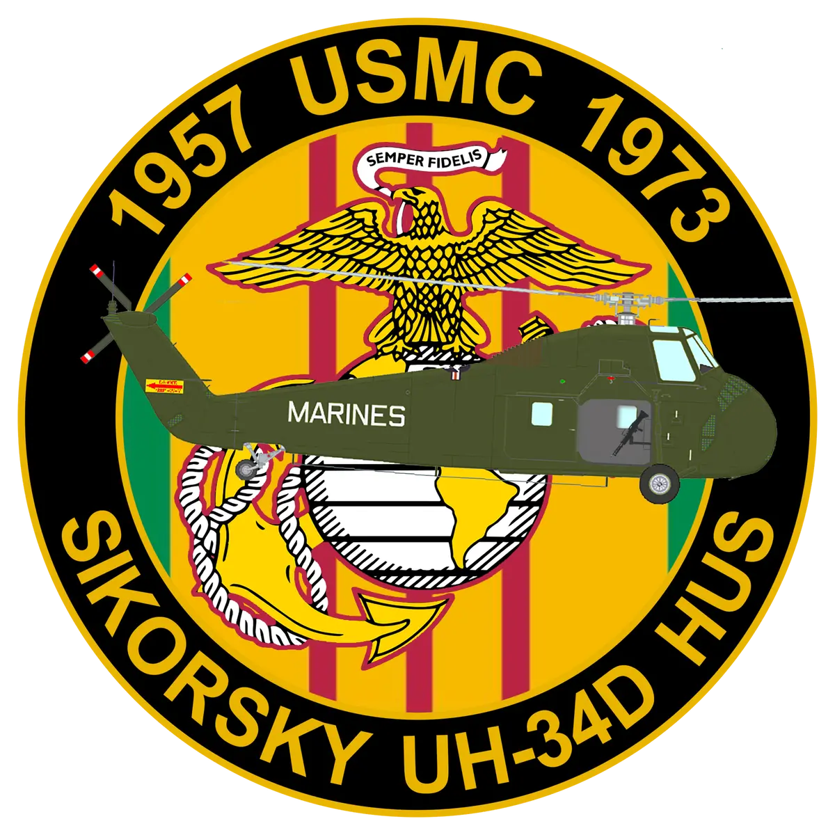 Officially Licensed Usmc Uh-34D Hus Commemorative Sticker 1