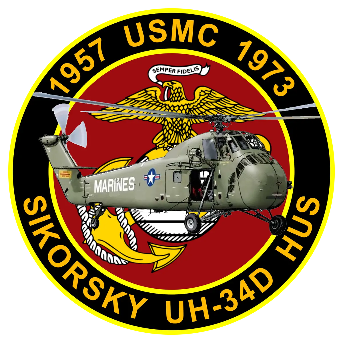 Officially Licensed Usmc Uh-34D Commemorative Sticker 1