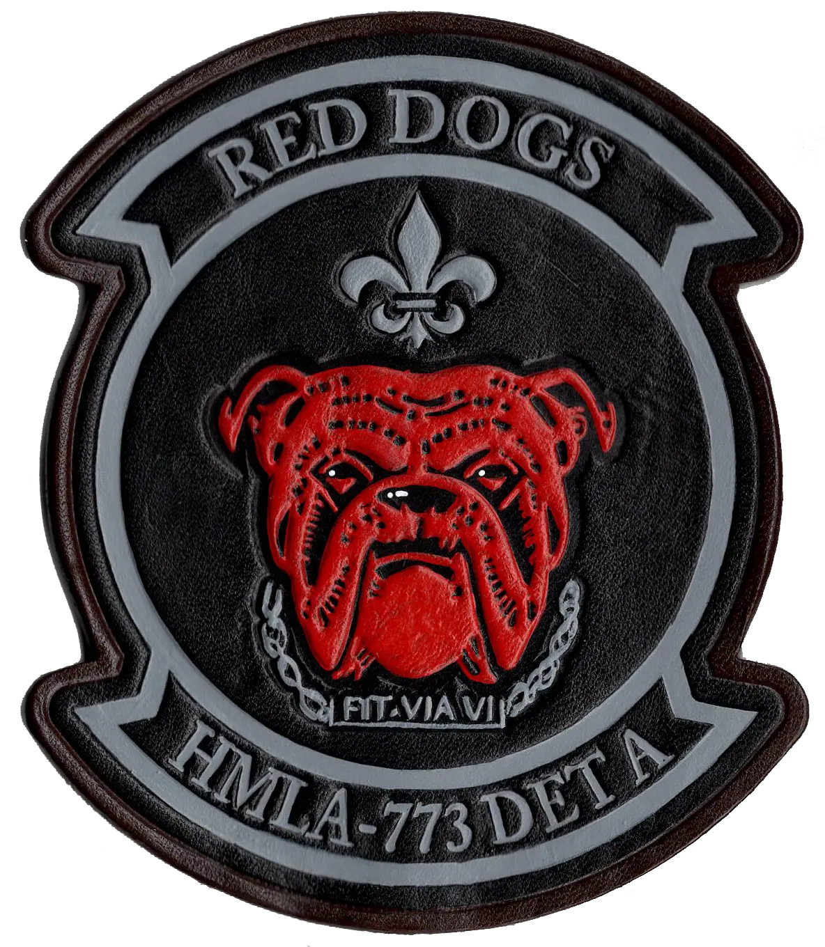 Officially Licensed Hmla-773 Det A Red Dogs Hand Painted Leather Patch 1