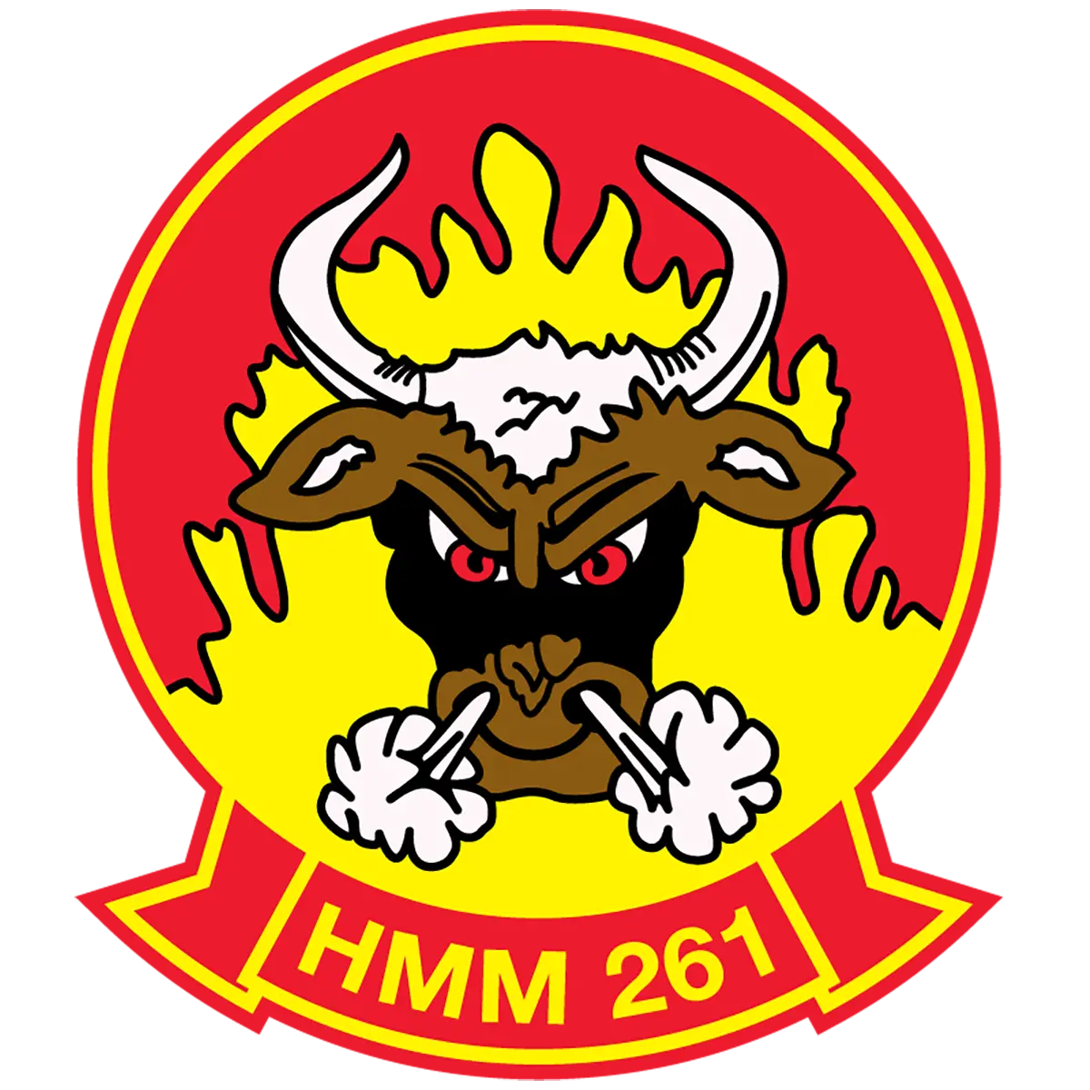 Officially Licensed Usmc Hmm-261 Raging Bulls Sticker 1