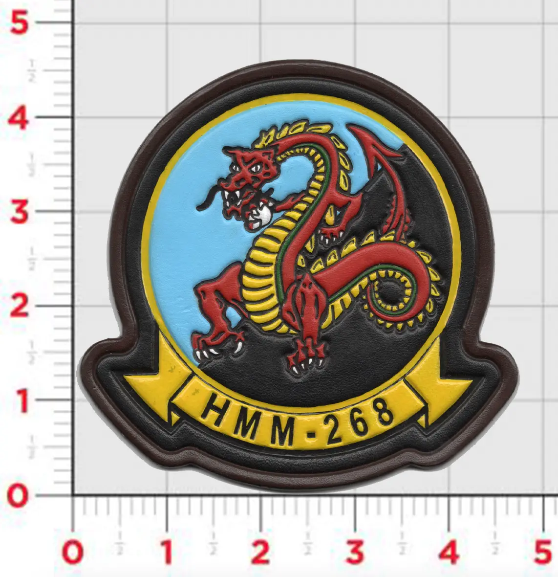 Officially Licensed Hmm-268 Red Dragons Hand Painted Leather Patch 1