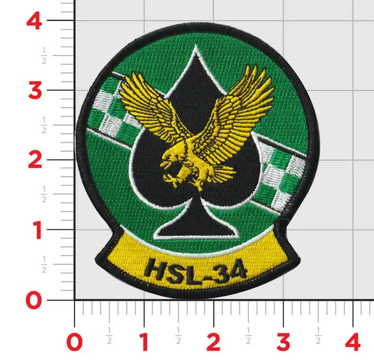 Officially Licensed Us Navy Helicopter Squadron Hsl-34 Green Checkers Patches 1