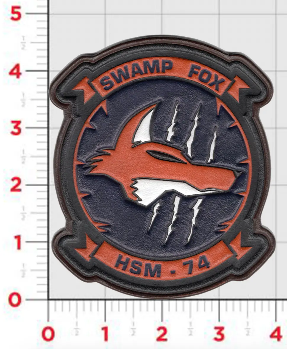 Officially Licensed Us Navy Hsm-74 Swamp Fox Leather Patches 1