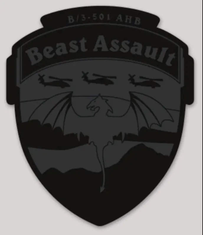 Official Us Army Bravo Company 3-501 Beast Assault Black Sticker 1