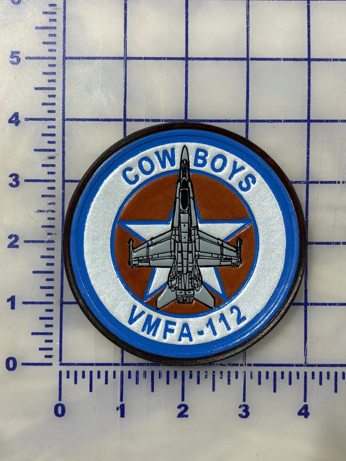 Officially Licensed Usmc Vmfa-112 Cowboys F-18 Leather Shoulder Patch 1