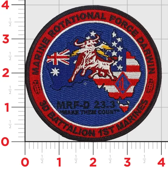 Official 3Rd Battalion 1St Marines Bulls Marine Rotational Force Darwin 23.3 Patch 1