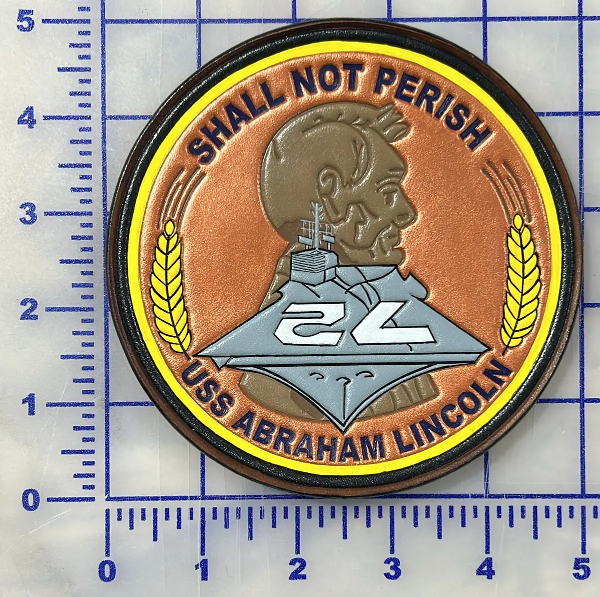 Officially Licensed Us Navy Uss Abraham Lincoln Cvn-72 Shall Not Perish Leather Patch 1