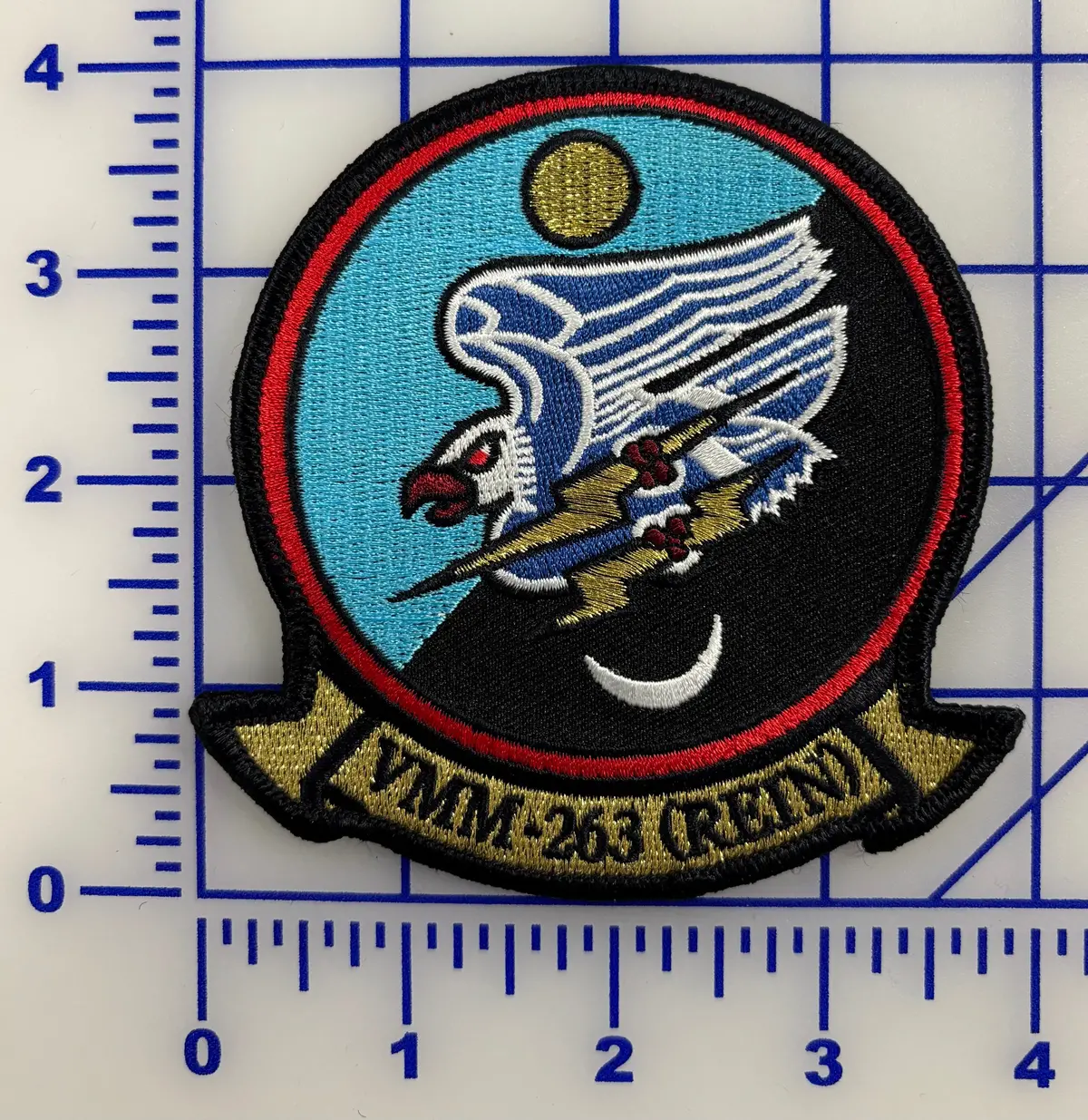 Officially Licensed Usmc Vmm-263 (Rein) Metallic Gold Detail Squadron Patch 1
