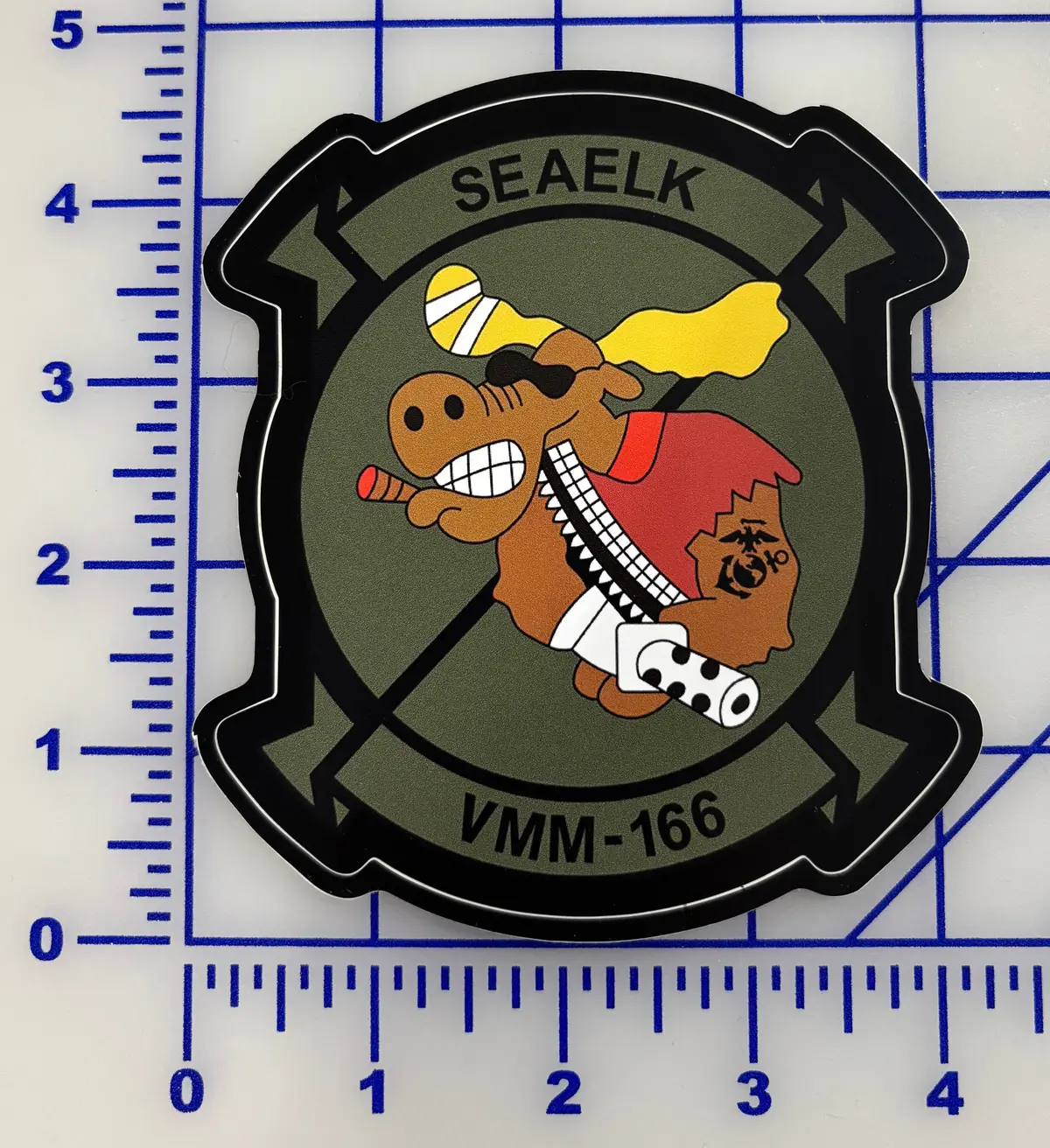Officially Licensed Usmc Vmm-166 Seaelk Party Moose Sticker 1
