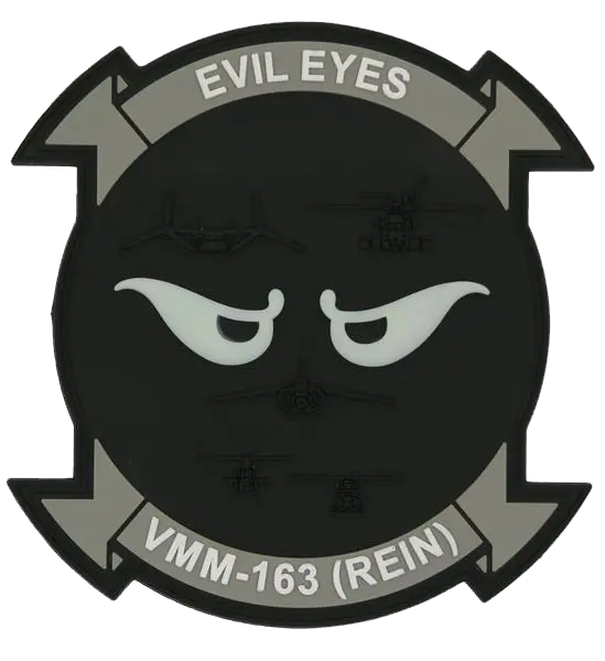 Officially Licensed Usmc Vmm-163 (Rein) Evil Eyes Pvc Patch 1